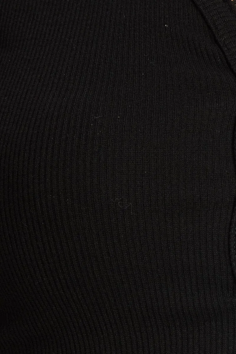 Black Button Front Crop Top