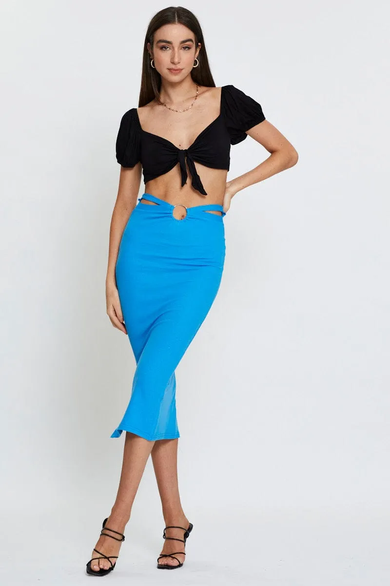 Black Slinky Top Short Sleeve Crop