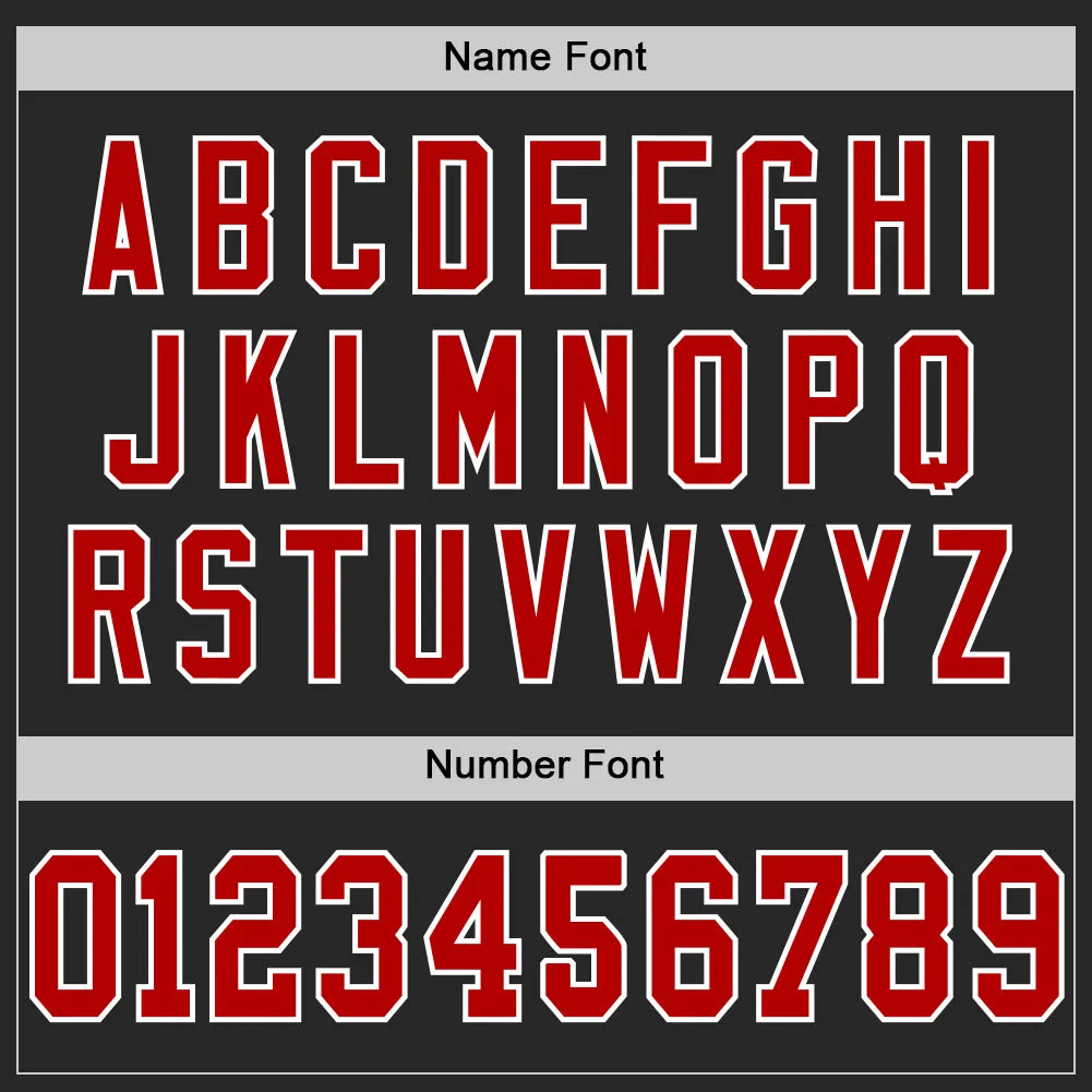 Custom Black Red-White Mesh Authentic Throwback Football Jersey