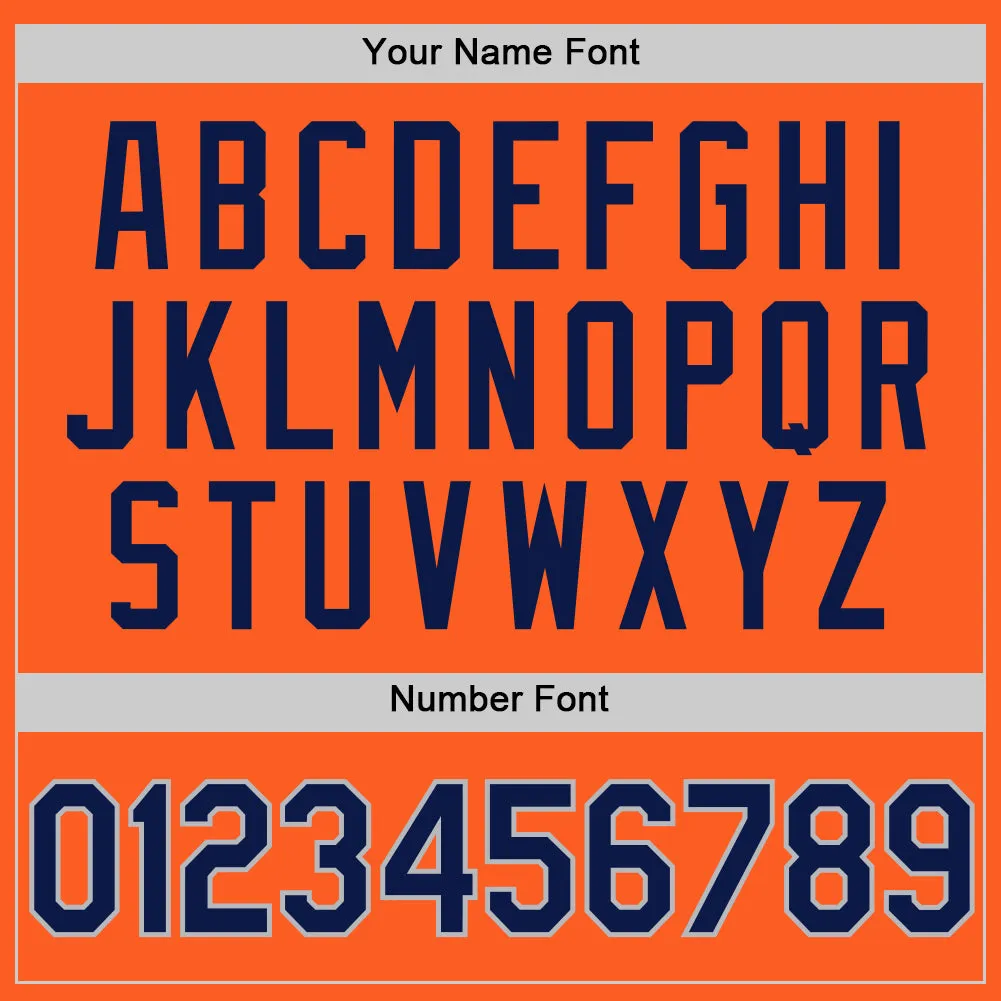 Custom Orange Navy-Gray Authentic Throwback Baseball Jersey