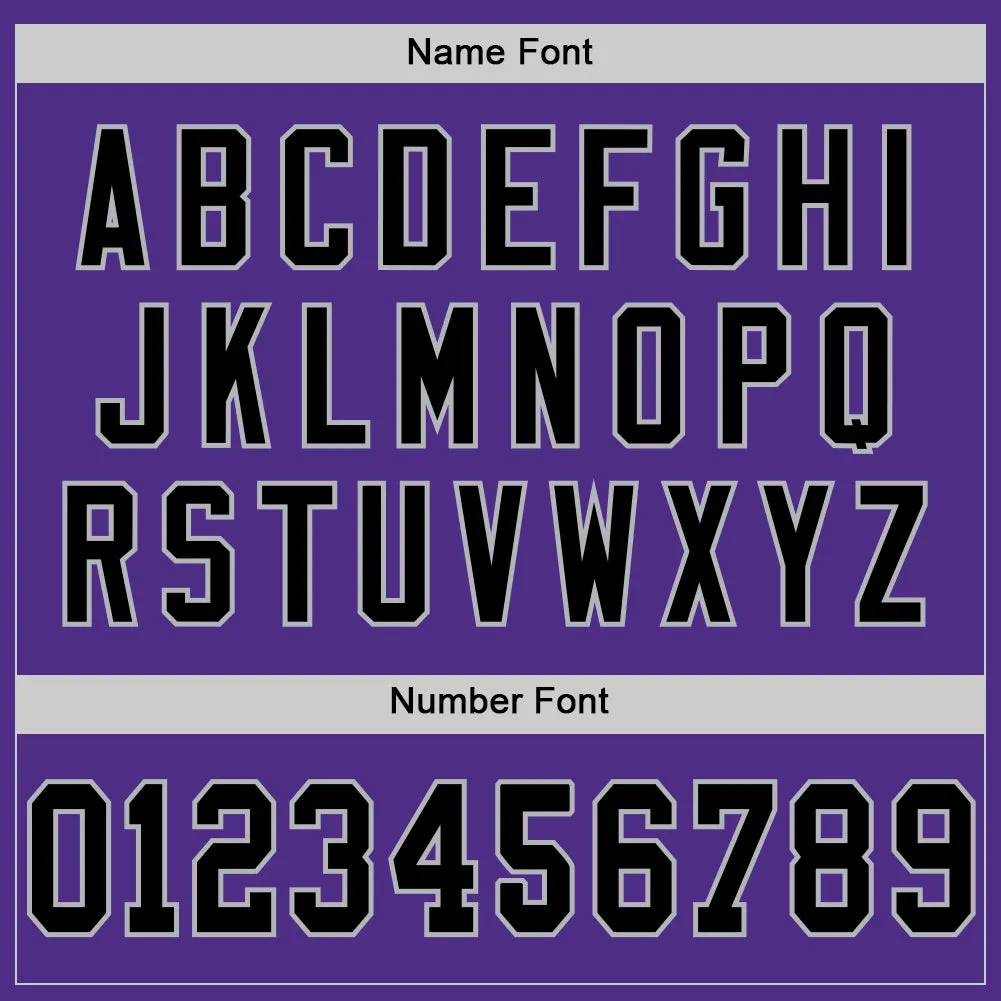 Custom Purple Black-Gray Mesh Authentic Throwback Football Jersey