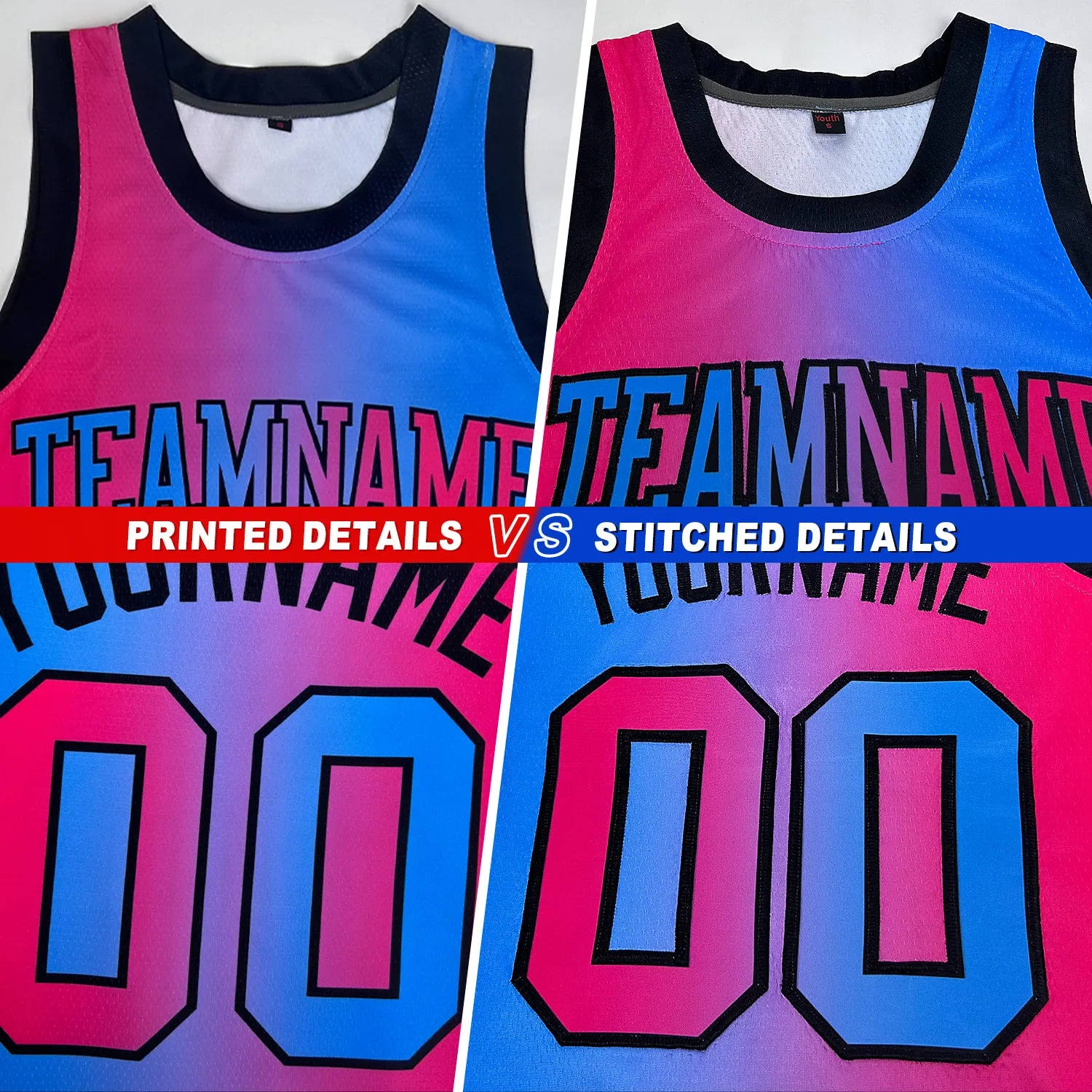 Custom Thunder Blue Orange-Black Authentic Gradient Fashion Basketball Jersey