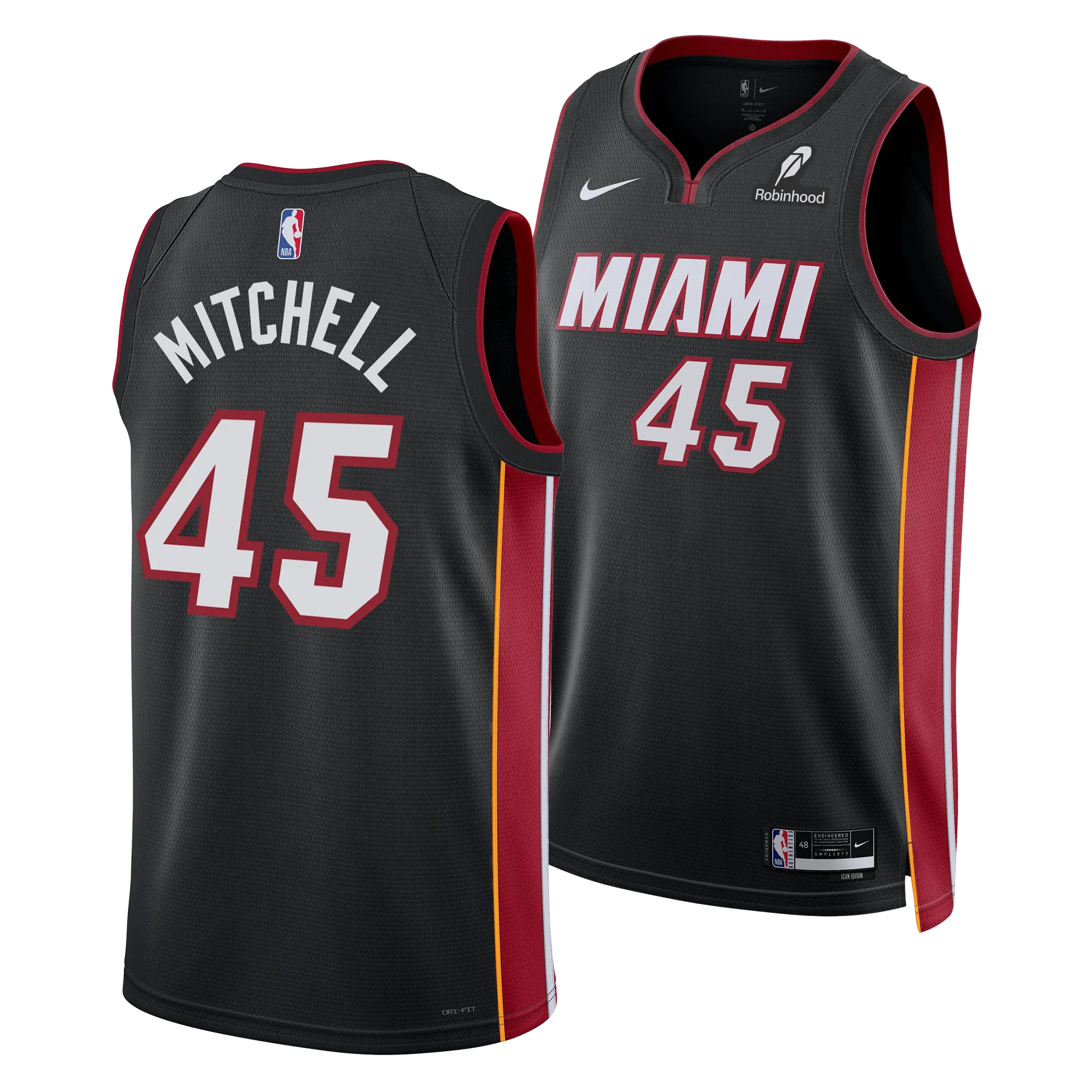 Davion Mitchell Nike Miami HEAT Icon Black Swingman Jersey