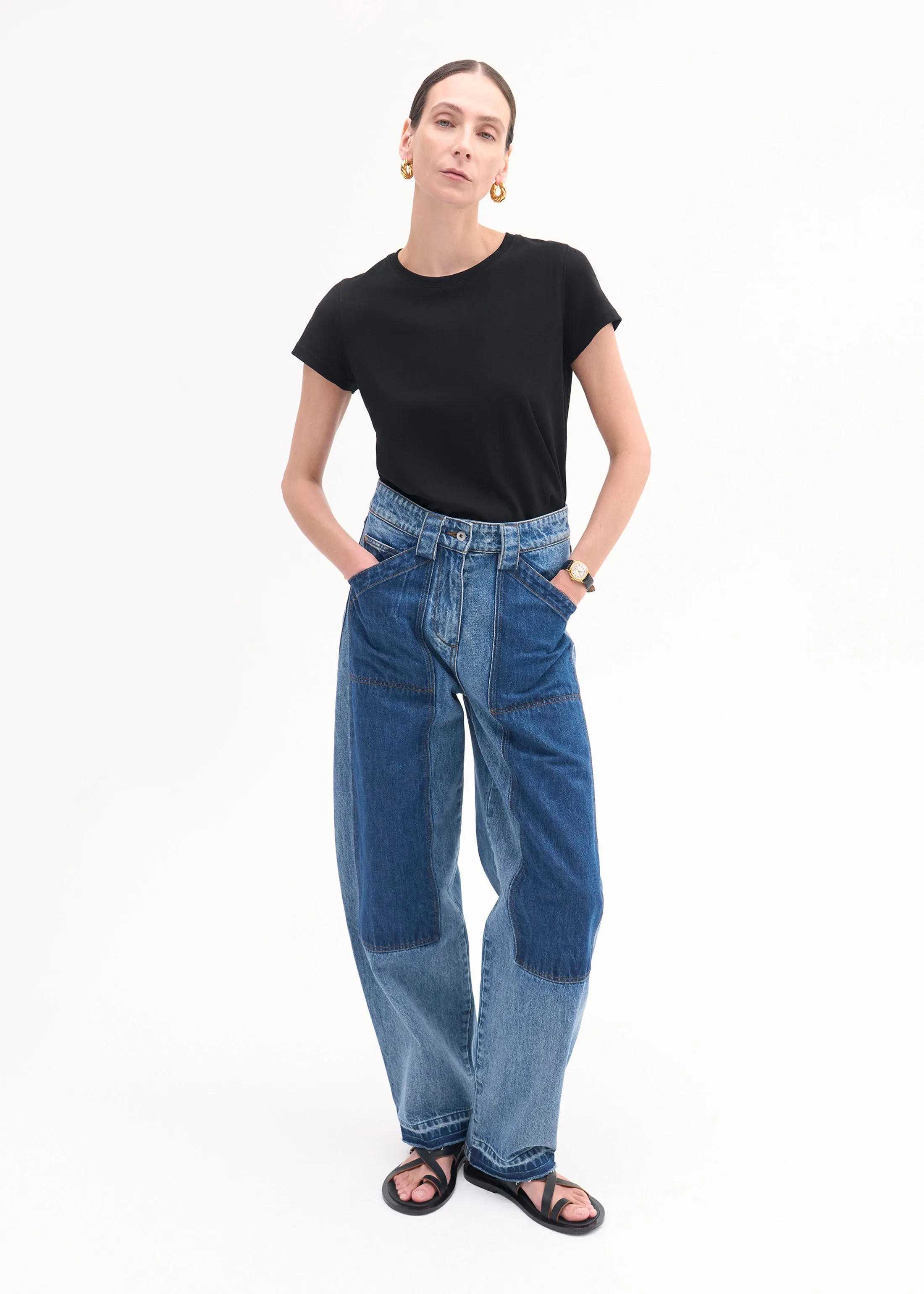 Fitted Tee in Cotton Jersey - Black