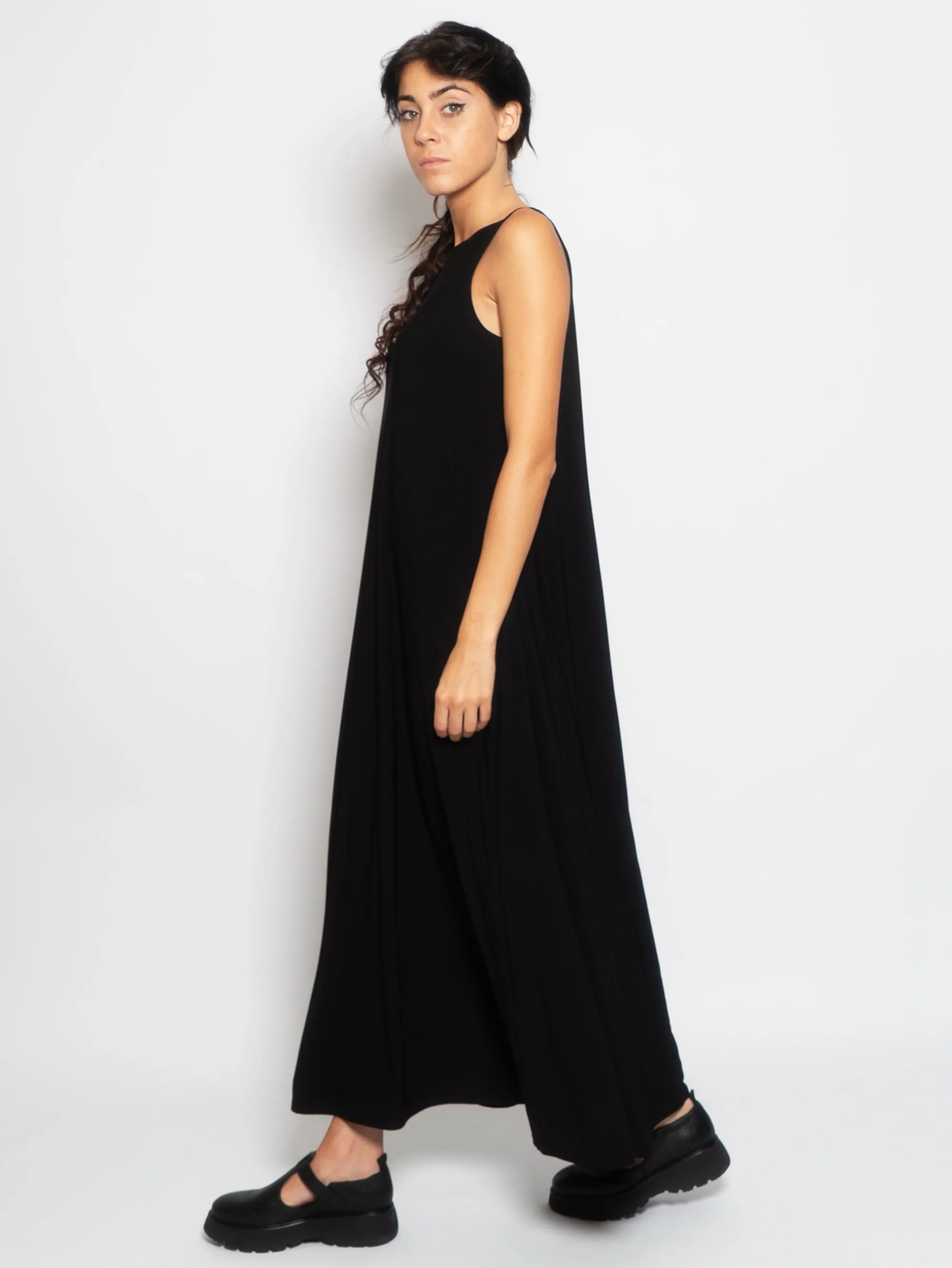 Flared Dress in Black Jersey