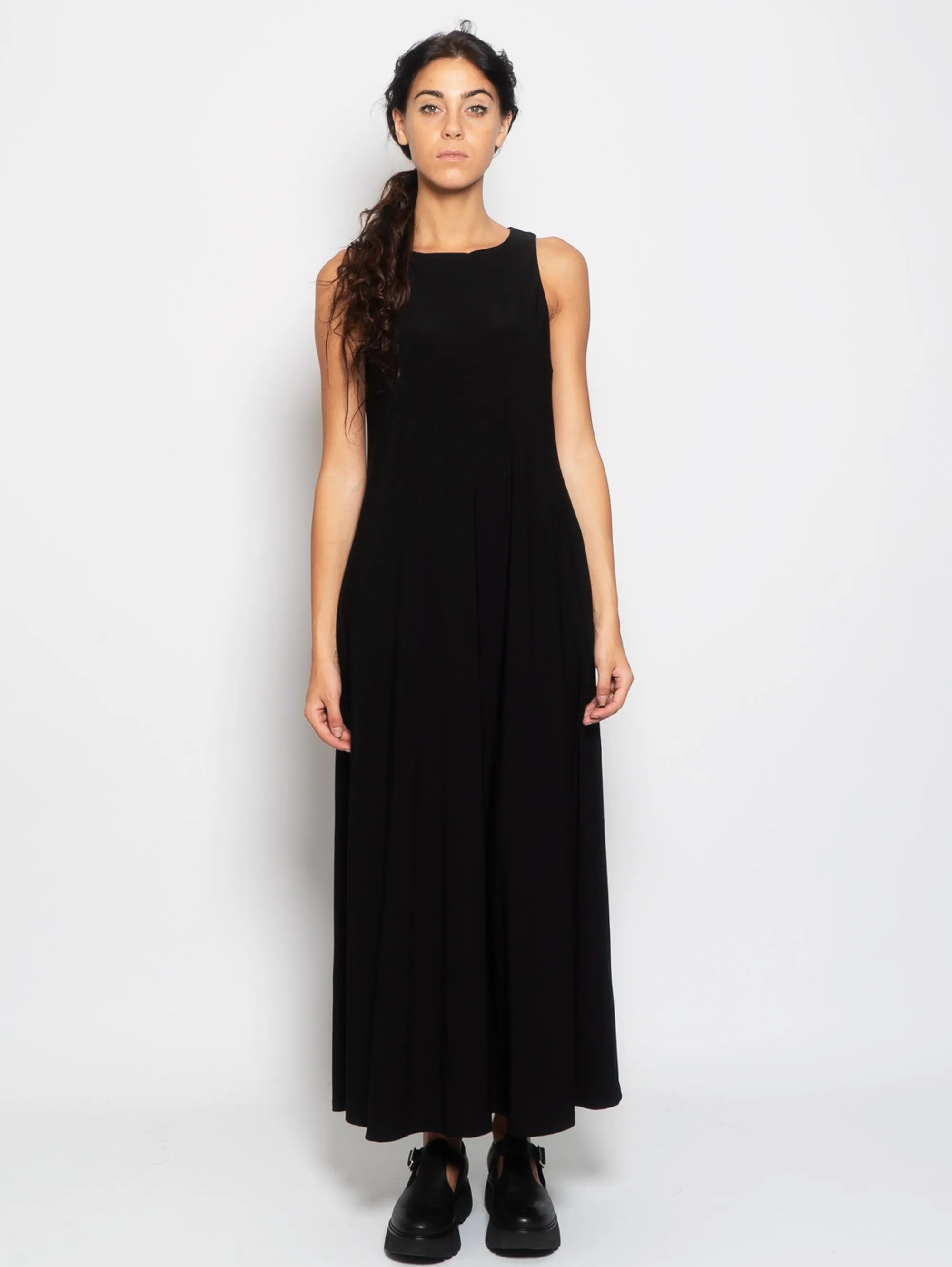 Flared Dress in Black Jersey