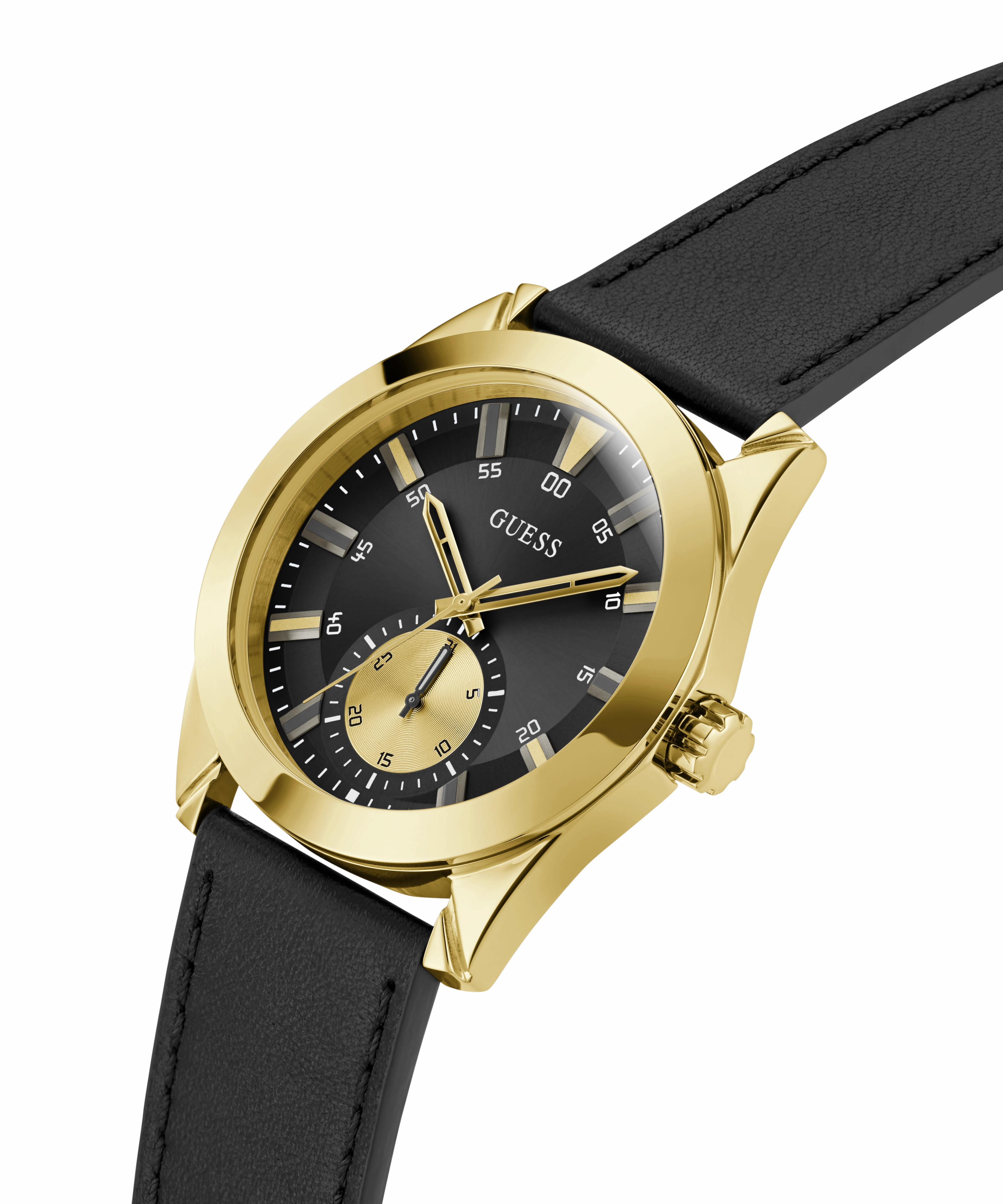 Guess Mens Black Gold Tone Multi-function Watch