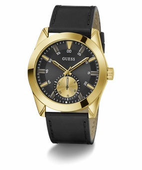 Guess Mens Black Gold Tone Multi-function Watch