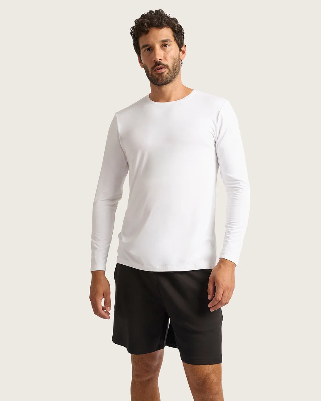 Men's Long Sleeve Crew Neck T-Shirt - White