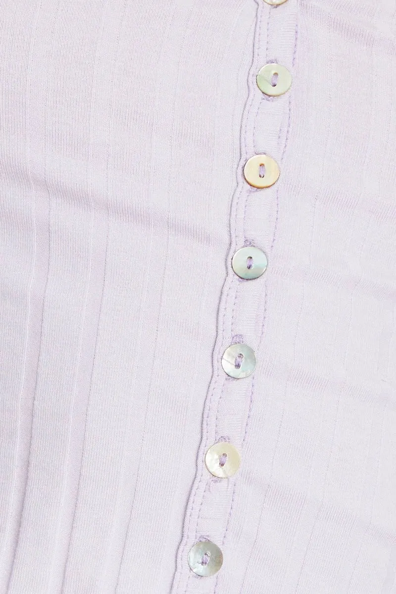 Purple Button Front Top