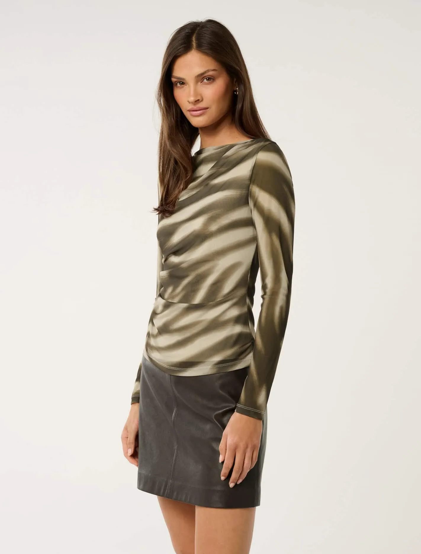 Raegan Ruched Mesh Top