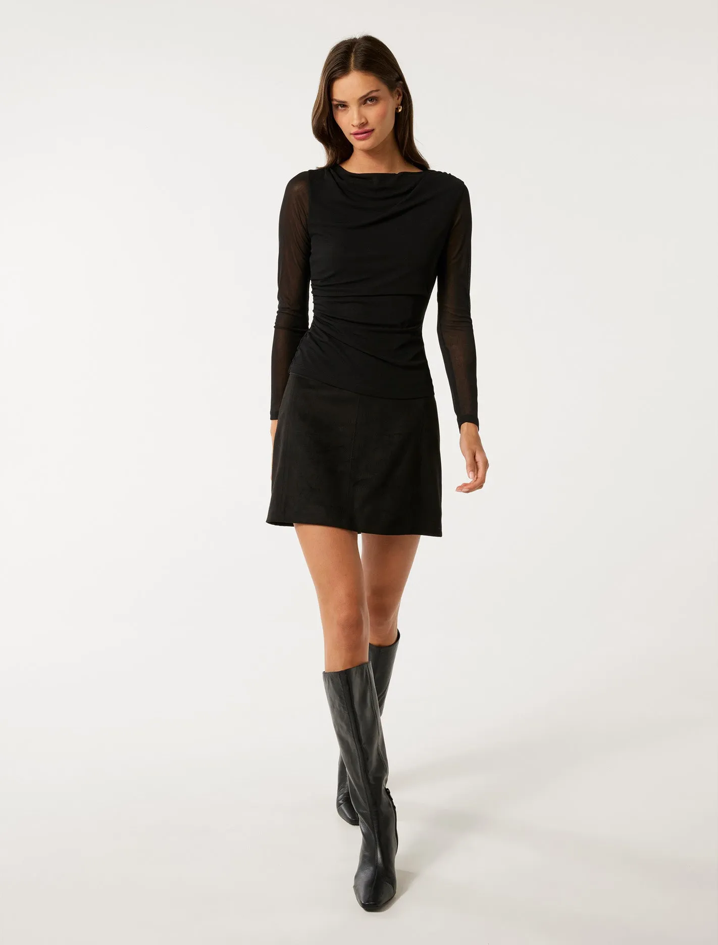 Raegan Ruched Mesh Top