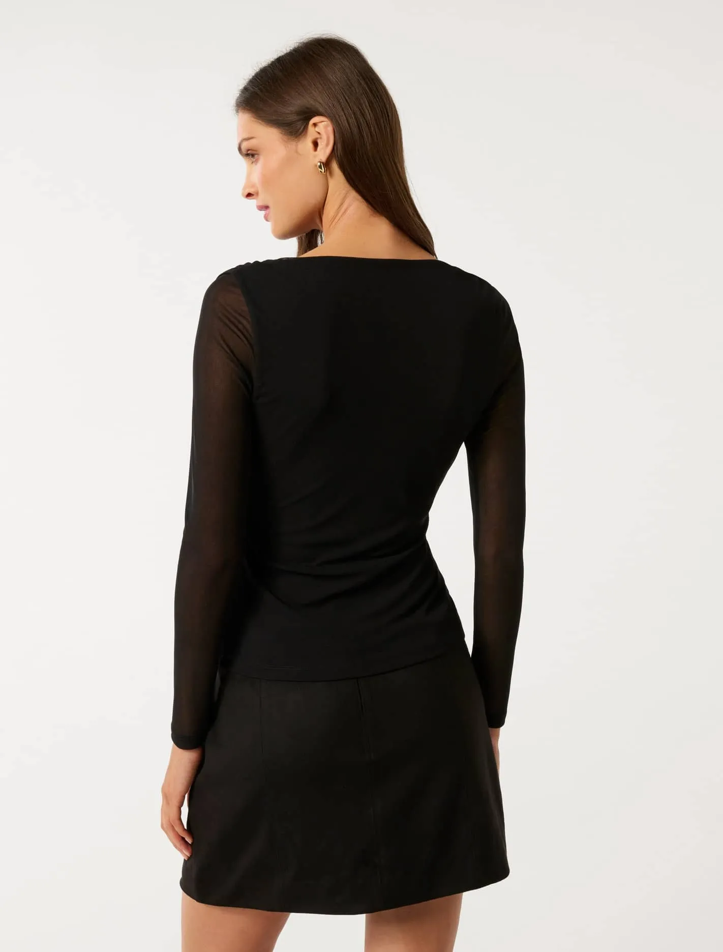 Raegan Ruched Mesh Top