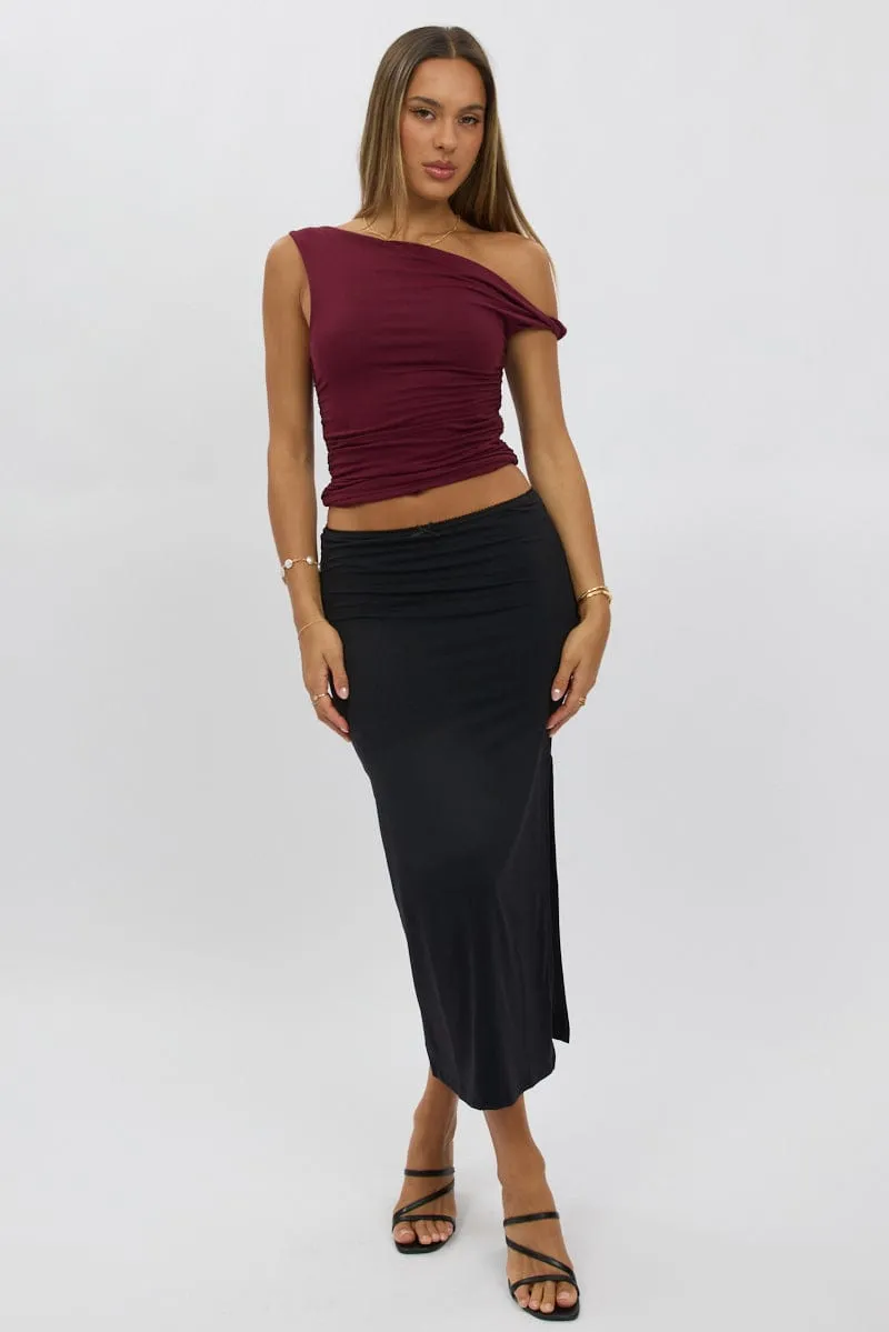 Red Supersoft Top Twist off Shoulder