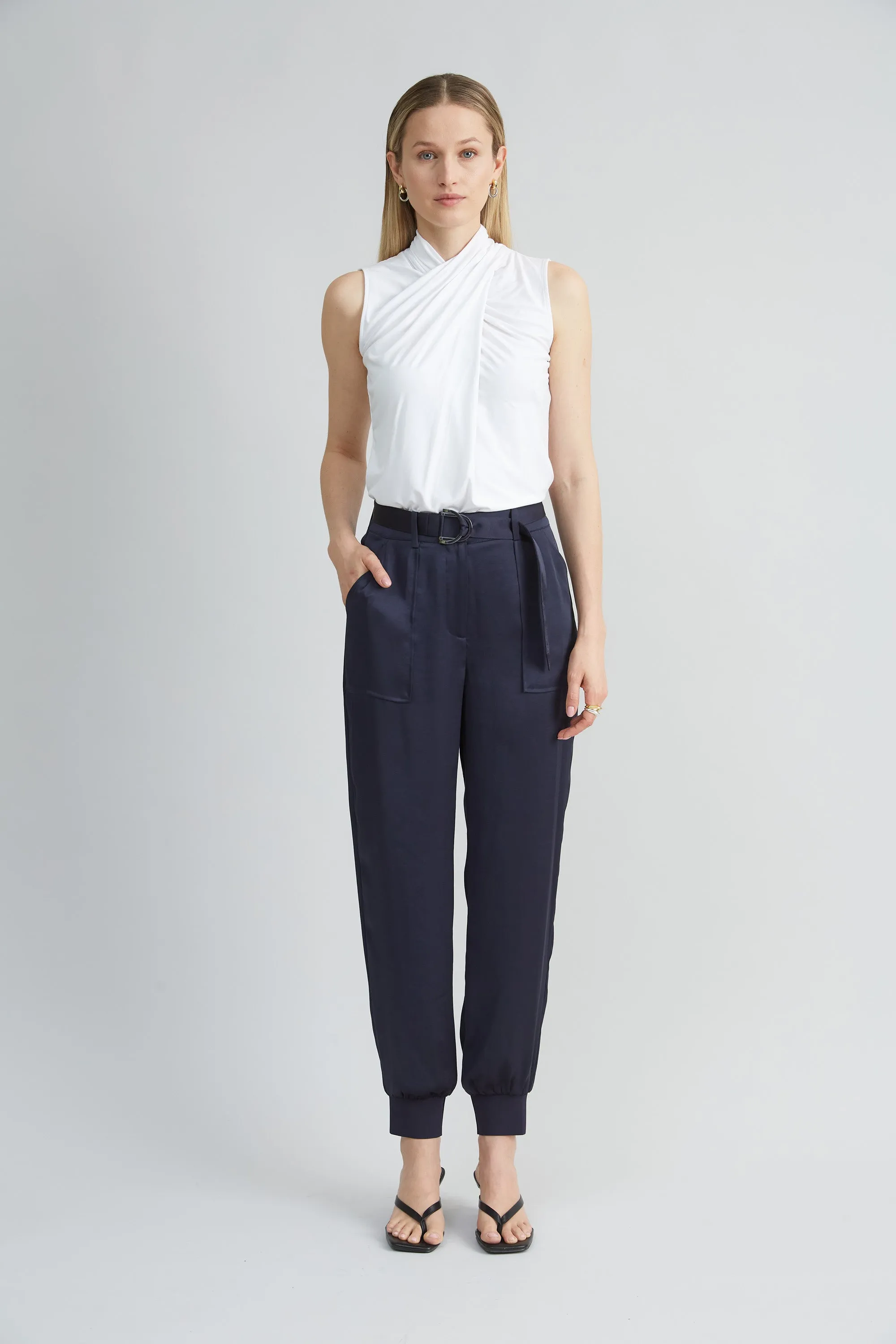 Sleeveless Twist Neck Knit