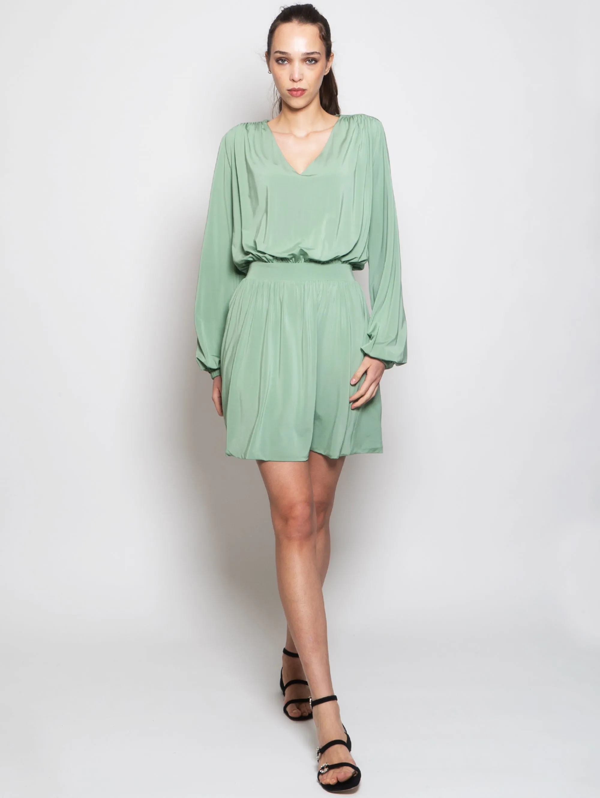 Water Green Pleated Dress