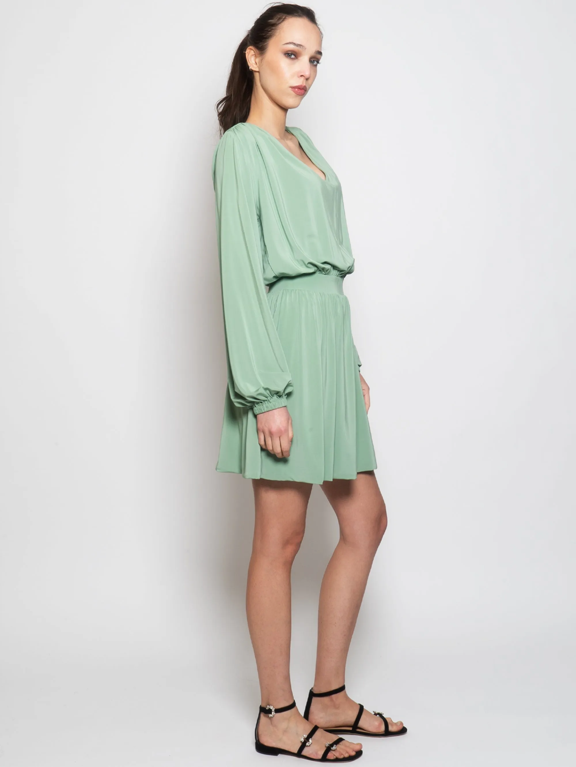 Water Green Pleated Dress