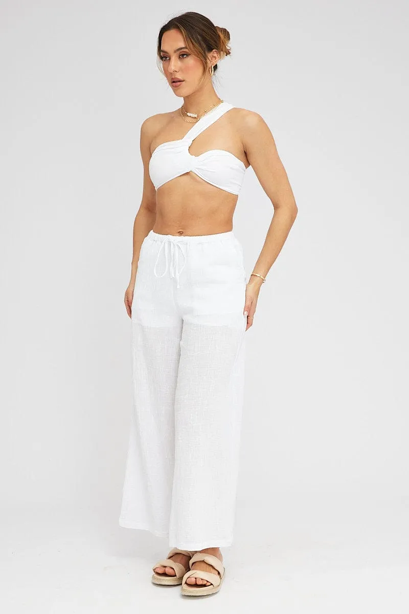 White Bralette Twist One Shoulder Seamless