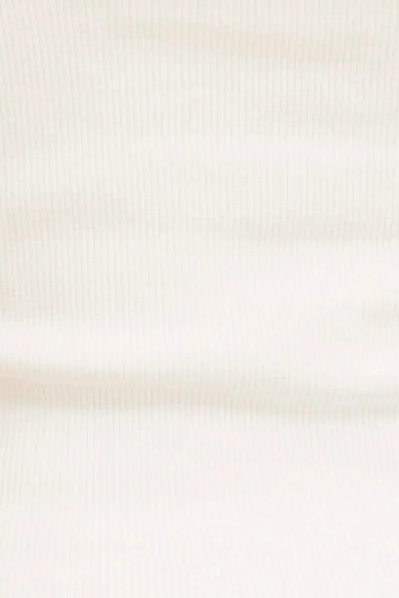 White Crop Tank Square Neck Cotton Blend Rib