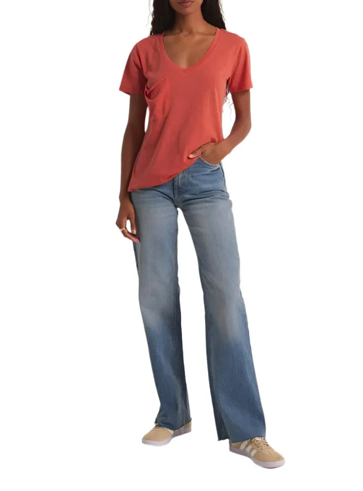 Z Supply V Neck Pocket Tee Tango